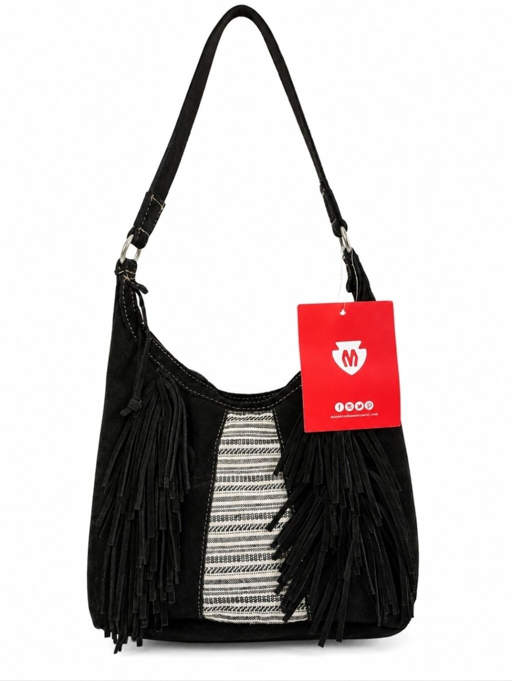 Minnetonka NWT Black Leather Fringe Southwestern Boho Bag